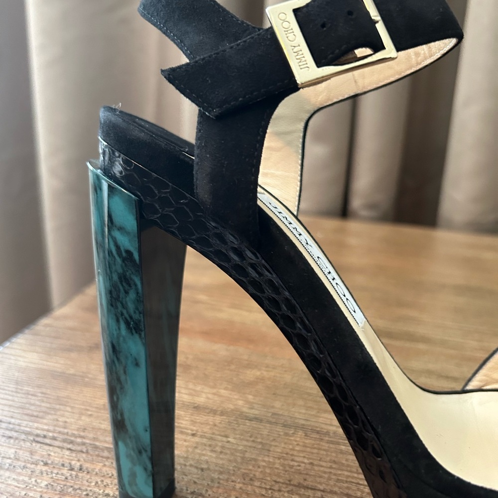 Fabulous Jimmy Choo Dora Platform Heels, Black, NEVER WORN - Picture 4 of 8